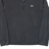 LACOSTE Mens Polo Shirt Grey Long Sleeve S