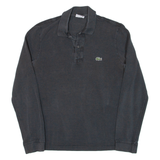 LACOSTE Mens Polo Shirt Grey Long Sleeve S