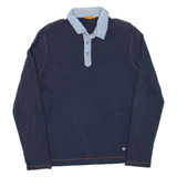 BOSS Mens Polo Shirt Blue Long Sleeve L