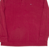 TOMMY HILFIGER Mens Polo Shirt Maroon Long Sleeve XL