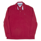 TOMMY HILFIGER Mens Polo Shirt Maroon Long Sleeve XL