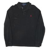 POLO RALPH LAUREN Slim Fit Mens Polo Shirt Black Long Sleeve XL