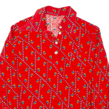 Womens Polo Shirt Red Crazy Pattern Long Sleeve S