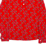 Womens Polo Shirt Red Crazy Pattern Long Sleeve S