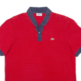 LACOSTE Mens Polo Shirt Red Striped S