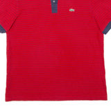 LACOSTE Mens Polo Shirt Red Striped S