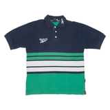 REEBOK Mens Polo Shirt Green Striped XL