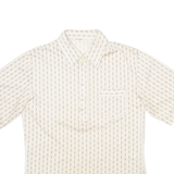 Mens Polo Shirt Beige Silk Striped S