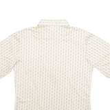 Mens Polo Shirt Beige Silk Striped S