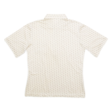 Mens Polo Shirt Beige Silk Striped S