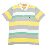 PUMA Mens Polo Shirt Grey Striped M