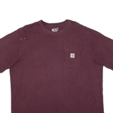 CARHARTT Tall Loose Fit Mens T-Shirt Maroon 2XL