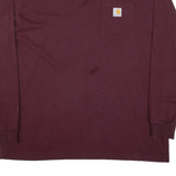 CARHARTT Loose Fit Mens T-Shirt Maroon Long Sleeve XL