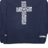 CHAMPION Jesus Mens T-Shirt Blue Long Sleeve L
