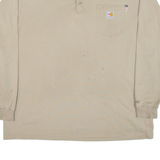CARHARTT Mens T-Shirt Beige Long Sleeve Button Neck XL