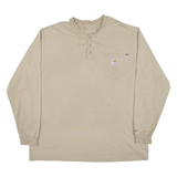 CARHARTT Mens T-Shirt Beige Long Sleeve Button Neck XL