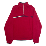 TOMMY HILFIGER Mens Jumper Red 1/4 Zip Tight Knit XL