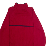 TOMMY HILFIGER Mens Jumper Red 1/4 Zip Tight Knit XL