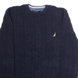 NAUTICA Mens Jumper Blue Crew Neck Cable Knit L
