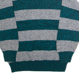 KATE COLLINS Mens Patterned Jumper Grey Striped Crew Neck 90s L
