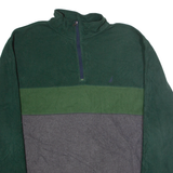 NAUTICA Slim Fit Mens Patterned Fleece Green Colourblock 1/4 Zip 2XL