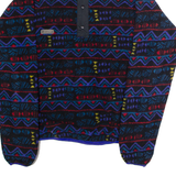 COLUMBIA Mens Fleece Black Crazy Pattern Button Neck M