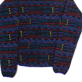 COLUMBIA Mens Fleece Black Crazy Pattern Button Neck M