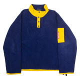 REWIND Mens Fleece Blue Button Neck L