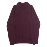 TOMMY HILFIGER Shawl Collar Mens Jumper Maroon Roll Neck Waffle Knit XL