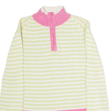 TOMMY HILFIGER Womens Jumper Green Striped 1/4 Zip Tight Knit XL