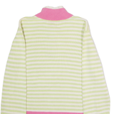 TOMMY HILFIGER Womens Jumper Green Striped 1/4 Zip Tight Knit XL