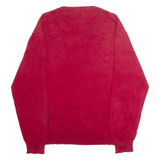 CHAPS Mens Jumper Red V-Neck Tight Knit L