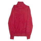 TOMMY HILFIGER Mens Jumper Red 1/4 Zip Tight Knit M