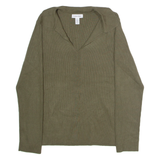 CALVIN KLEIN Womens Jumper Green Collared Tight Knit L