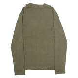 CALVIN KLEIN Womens Jumper Green Collared Tight Knit L
