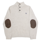 CHAPS Mens Jumper Grey Button Neck Tight Knit M