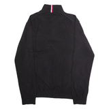 TOMMY HILFIGER Mens Jumper Black 1/4 Zip Tight Knit L