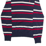 NAUTICA Mens Patterned Jumper Blue Striped 1/4 Zip Tight Knit S