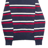 NAUTICA Mens Patterned Jumper Blue Striped 1/4 Zip Tight Knit S