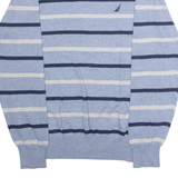NAUTICA Mens Patterned Jumper Blue Striped Crew Neck Tight Knit S
