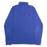 CHAPS Mens Jumper Blue 1/4 Zip Tight Knit L