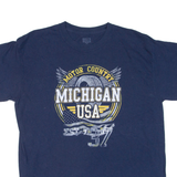 BRISCO Michigan Usa Mens T-Shirt Blue USA L