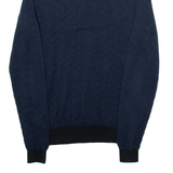 REISS Mens Polo Shirt Blue Crazy Pattern Long Sleeve S