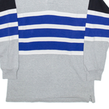 ST JOHN'S BAY Mens Polo Shirt Grey Striped Long Sleeve L