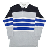 ST JOHN'S BAY Mens Polo Shirt Grey Striped Long Sleeve L