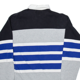 ST JOHN'S BAY Mens Polo Shirt Grey Striped Long Sleeve L