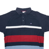 ELLESSE Mens Polo Shirt Blue Striped M
