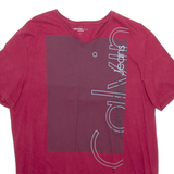 CALVIN KLEIN JEANS Mens T-Shirt Red V-Neck L