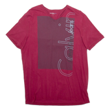 CALVIN KLEIN JEANS Mens T-Shirt Red V-Neck L