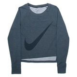 NIKE Womens T-Shirt Grey Long Sleeve S